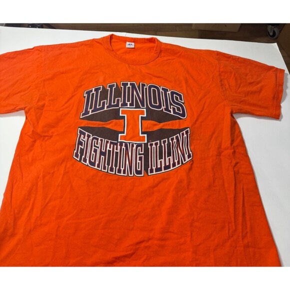Illinois Fighting Illini Russell Athletic T-Shirt XL Orange 100% Cotton - Picture 5 of 8